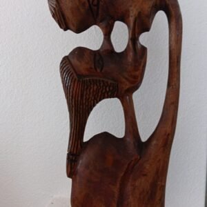 The Kiss, Hand carving wood , 4x9 inches, base and 16inches height