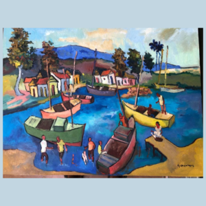 24x30  inches ,the Bay,by Desarmes, oil on canvas,1500.00$.Artist died