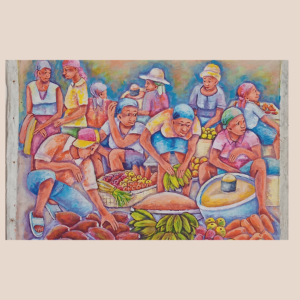 Market - 20x24 inches, by Mendez, acrylic on canvas, unframed