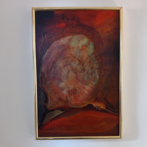 Spider's tissue, 16x24", by Tymo, oil on canvas Hardboard. Framed.  Artist died