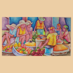 Market scene - 20x30" by Cemezier Mendez. Acrylic on canvas, unframed