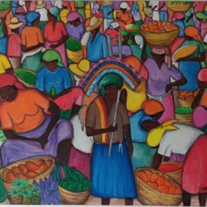 Market scene 27.5 x 37.5 x 2.5 inches ,paints box ,by Ghandhi