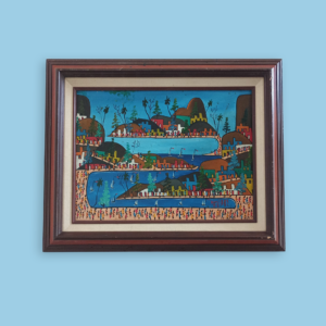 Imaginary city of Jacmel 12x16" by Nosirel Depal ,framed - school of Prefette Duffaut.