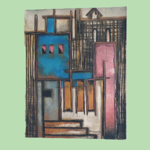 Coloniale house 16x20" by Johnny Jean ,acrylic on cubic box