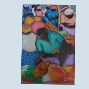 Market 12x18" by Ghandhi ,acrylic on canvas box