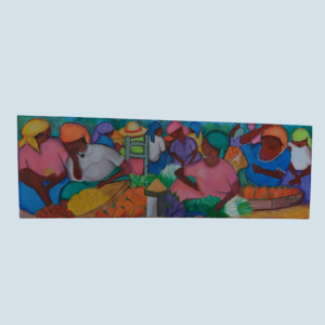 10x30" by Ghandhi, Market, acrylic on canvas