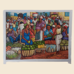 Fruits  Market 30x40 inches, by Samuel St Louis, oil on canvas, unframed